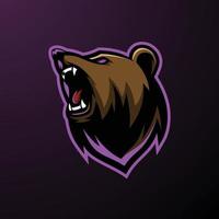 illustration de la conception de vecteur de logo de mascotte d'ours de visage en colère - logo d'esport de mascotte d'animaux