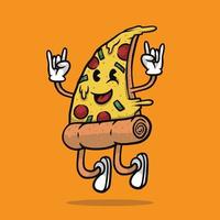 vecteur d'illustration de mascotte de saut de pizza