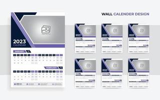 calendrier mural design 2023 nouvel an entreprise entreprise 12 mois 6 pages vecteur