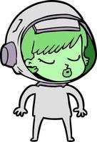 doodle personnage dessin animé astronout femme vecteur