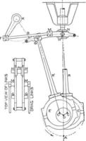 mouvement excentrique de la manivelle de la machine à vapeur en illustration vintage pleine vitesse. vecteur