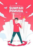 selamat hari sumpah pemuda signifie l'engagement de la jeunesse indonésienne heureuse. vecteur