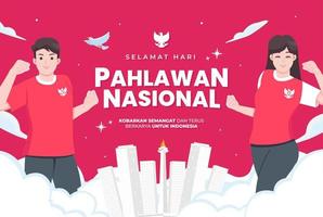 selamat hari pahlawan nasional signifie bonne journée des héros nationaux indonésiens vecteur
