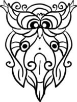 croquis de hibou décoratif, illustration, vecteur sur fond blanc.