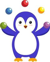 penguin jonglage, illustration, vecteur sur fond blanc.