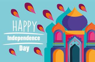 joyeux jour de l'indépendance inde affiche taj mahal vecteur