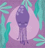 méduse algue large bande dessinée de paysage de la vie marine vecteur