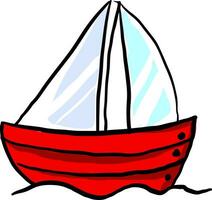 bateau rouge, illustration, vecteur sur fond blanc.