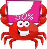 crabe avec conseil de vente, illustration, vecteur sur fond blanc.