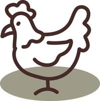 poulet brun, illustration, vecteur sur fond blanc.