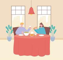 couple mangeant dans un restaurant vecteur