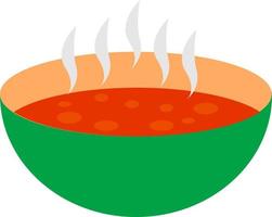 soupe rouge dans un bol, illustration, vecteur sur fond blanc.