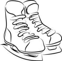 Dessin de patins de hockey, illustration, vecteur sur fond blanc.