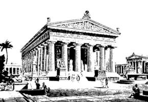 temple grec, le parthénon, gravure vintage. vecteur