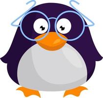 pingouin à lunettes, illustration, vecteur sur fond blanc.