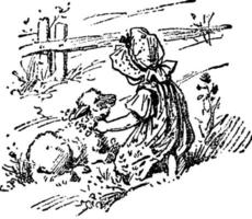 marie avait un petit agneau, illustration vintage vecteur