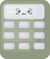 Calculatrice mignon vert, illustration, vecteur sur fond blanc