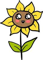 Tournesol mignon, illustration, vecteur sur fond blanc.