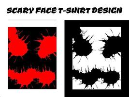 conception de t-shirt sur le thème de l'horreur. conception abstraite de t-shirt de visage effrayant. visage effrayant avec éclaboussures de sang. vecteur