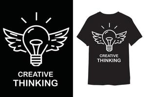idée d'ampoule ou conception de t-shirt de pensée créative vecteur