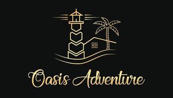 oasis beach aventure voyage modèle de logo en plein air vecteur