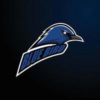 logo de jeu mascotte oiseau bleu avec texte - illustration vectorielle vecteur