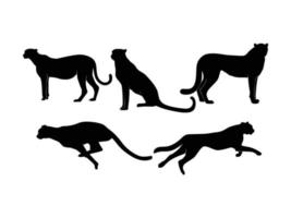 ensemble de silhouette de guépards isolé sur fond blanc - illustration vectorielle vecteur