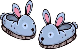 Cute bunny chaussons, illustration, vecteur sur fond blanc