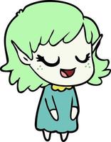 personnage de fille elfe de vecteur en style cartoon