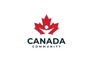 conception du logo de la communauté de la feuille du canada vecteur