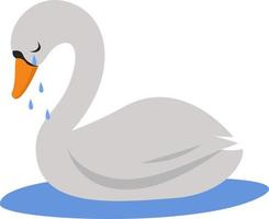 Cygne triste, illustration, vecteur sur fond blanc.