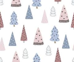 modèle vectorielle continue avec des arbres de noël dans un style doodle. vecteur