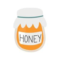 illustration vectorielle plate avec un pot de miel. éléments de conception pour carte de noël, affiche, invitation, affiche, emballage. vecteur