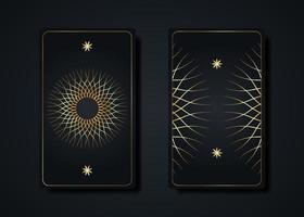 définir des cartes de tarot magiques, signe de géométrie sacrée occulte magique d'or, symboles spirituels boho ésotériques, fleur de vie. graine de luxe du mandala sacré de la vie. collection de vecteur isolée sur fond noir