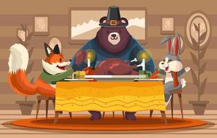 bon dîner entre amis le jour de Thanksgiving vecteur