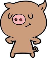 personnage de cochon de vecteur en style cartoon