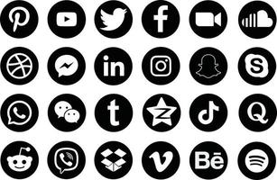 logo d'icônes de médias sociaux, facebook, youtube, whatsapp, twiter, instagram, illustration vectorielle d'icônes de médias sociaux vecteur