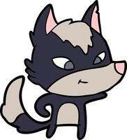 personnage de loup de vecteur en style cartoon