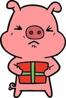 personnage de cochon de vecteur en style cartoon