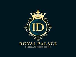 lettre id logo victorien de luxe royal antique avec cadre ornemental. vecteur