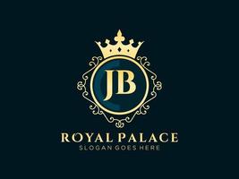 lettre jb logo victorien de luxe royal antique avec cadre ornemental. vecteur