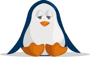 Pingouin s'ennuie , illustration, vecteur sur fond blanc