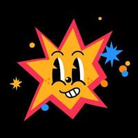 étoile d'illustration vectorielle, main brillante dessinée, icône de bande dessinée abstraite, personnage de dessin animé plat dans le style des enfants vecteur
