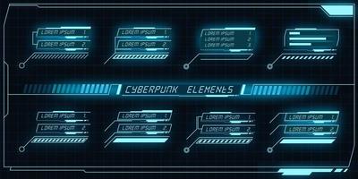 panneau de commande futuriste scifi collection d'éléments hud gui vr ui design style rétro cyberpunk. vecteur