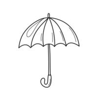 livre de coloriage pour enfants, parapluie de dessin animé mignon sur blanc. icône de style dessiné à la main vecteur