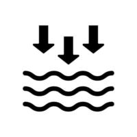 icône de silhouette de marée basse. vagues sur l'icône noire de la mer ou de l'océan. illustration vectorielle isolée. vecteur