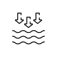 icône linéaire à marée basse. vagues sur l'icône de la ligne mer ou océan. trait modifiable. illustration vectorielle isolée. vecteur