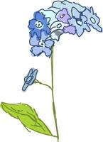 fleur bleue, illustration, vecteur sur fond blanc.