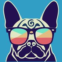 illustration graphique vectoriel de bouledogue français coloré portant des lunettes de soleil isolé bon pour le logo, l'icône, la mascotte, l'impression ou la personnalisation de votre conception