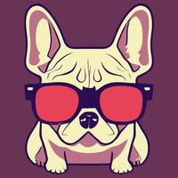 illustration graphique vectoriel d'adorable bouledogue français portant des lunettes de soleil isolé bon pour le logo, l'icône, la mascotte, l'impression ou la personnalisation de votre conception